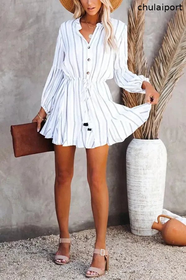 Striped Button Down Mini Dress