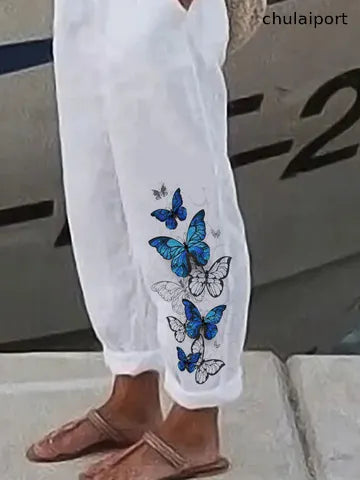 Butterfly Printed Casual Pants