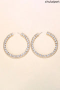 Exaggerated Rhinestones Hoop Earrings