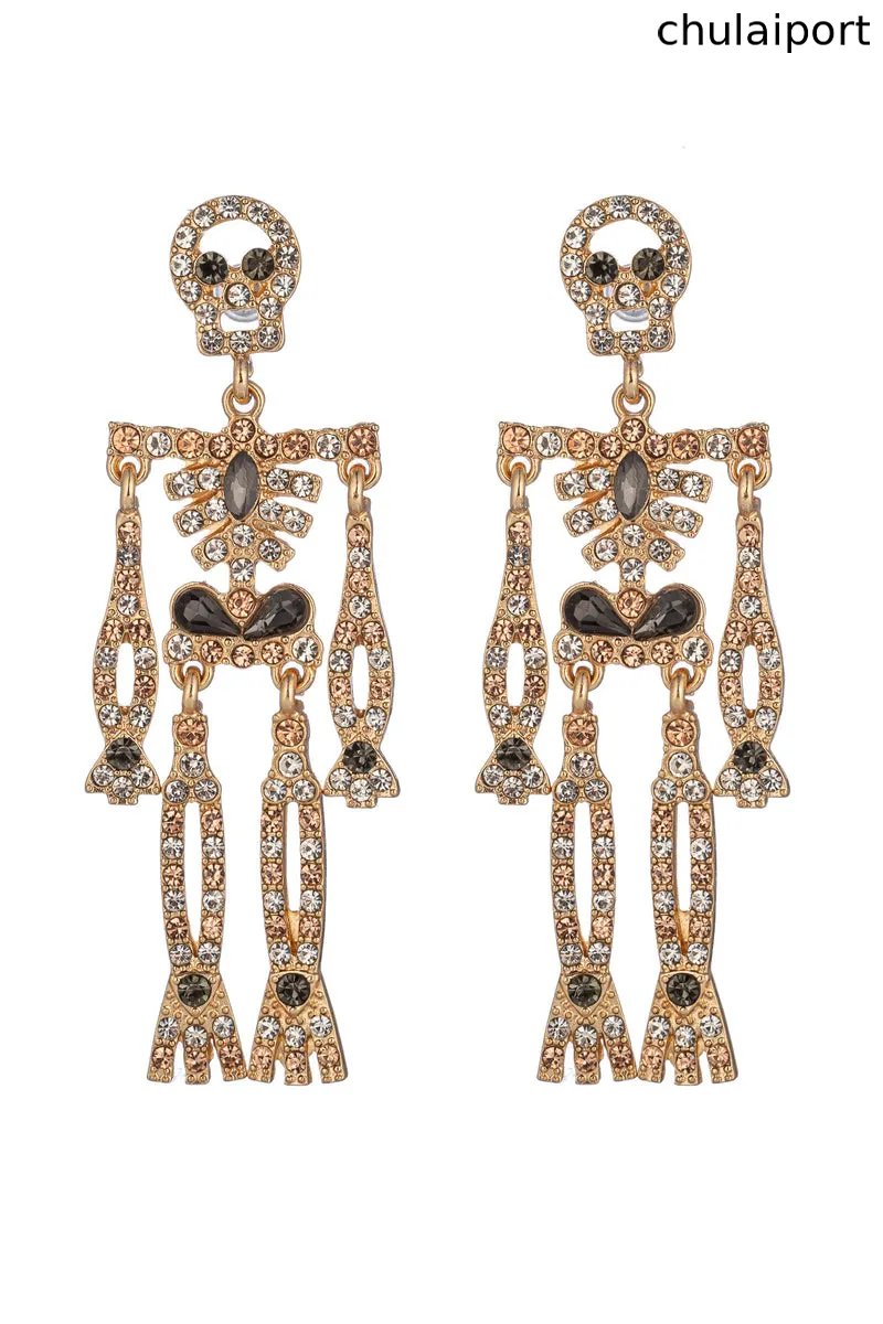 Rhinestone Skeleton Dangle Earrings