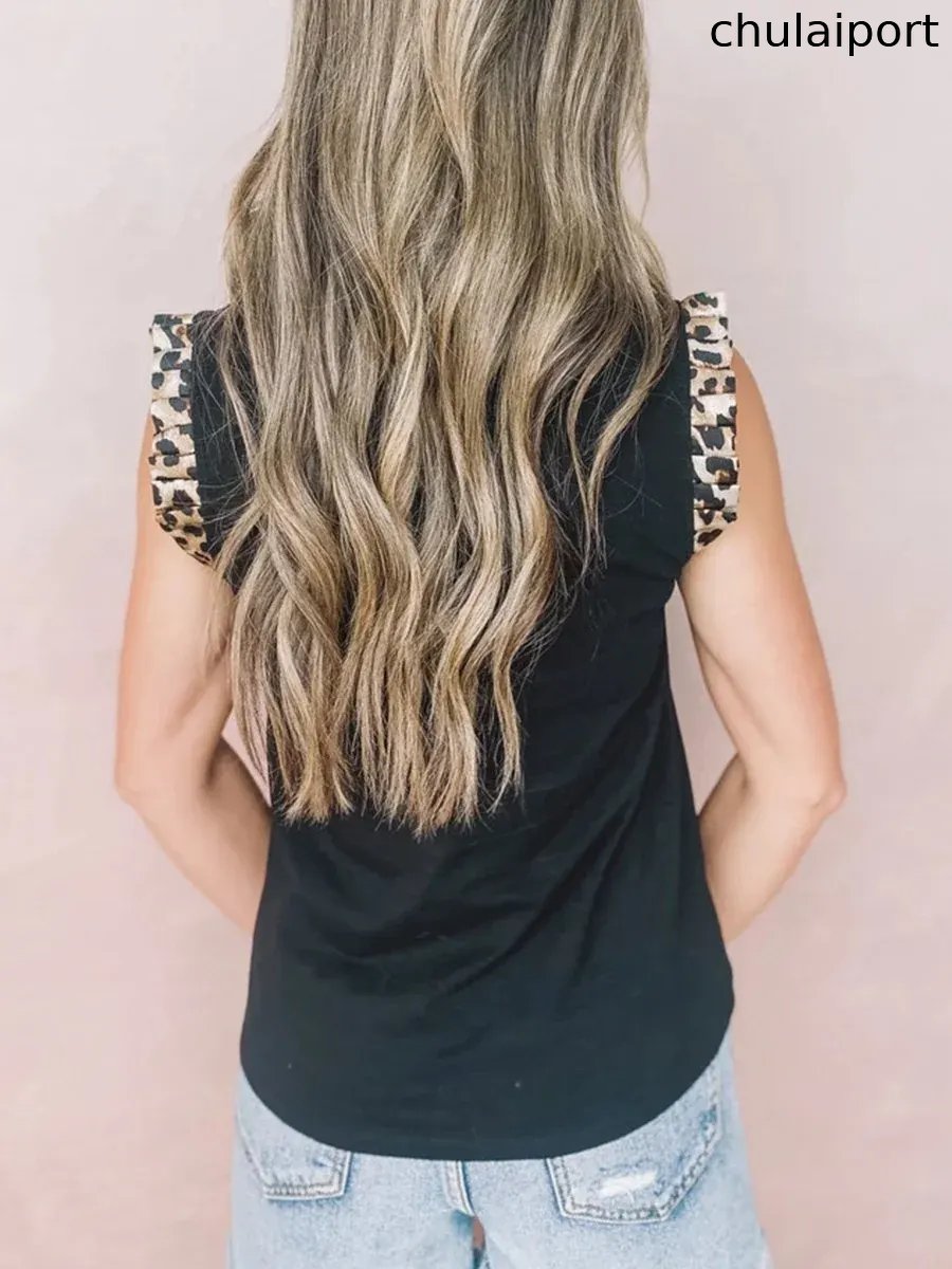 Leopard Print Round Neck Slim-fit Tank