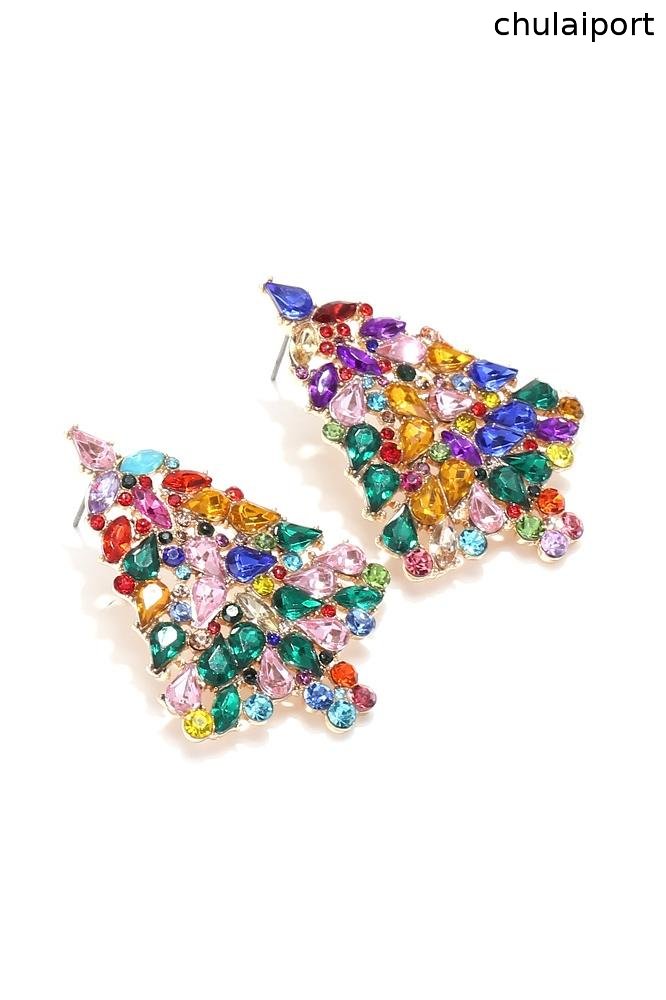 Diamante Christmas Tree Earrings
