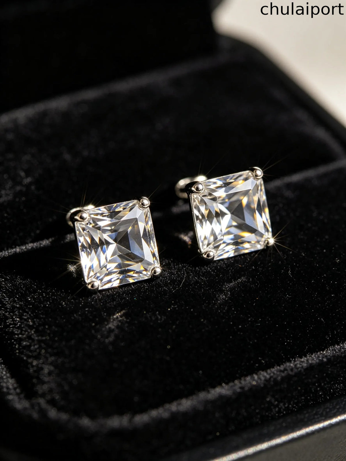 Crystal Square Stud Earrings