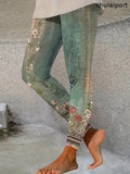 Women's High Waist Skinny Casual Retro Printed Leggings