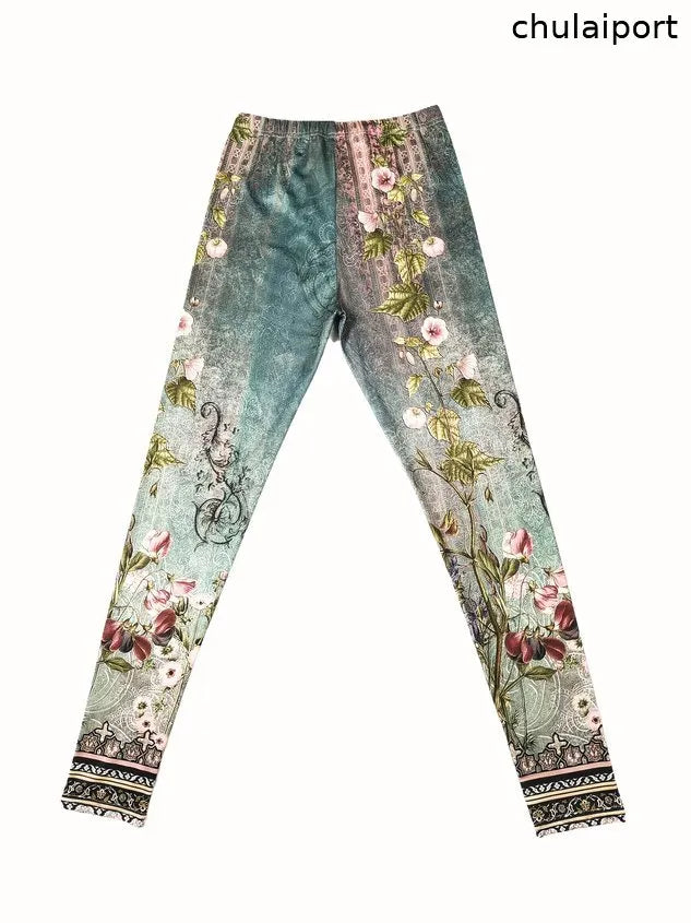 Women's High Waist Skinny Casual Retro Printed Leggings