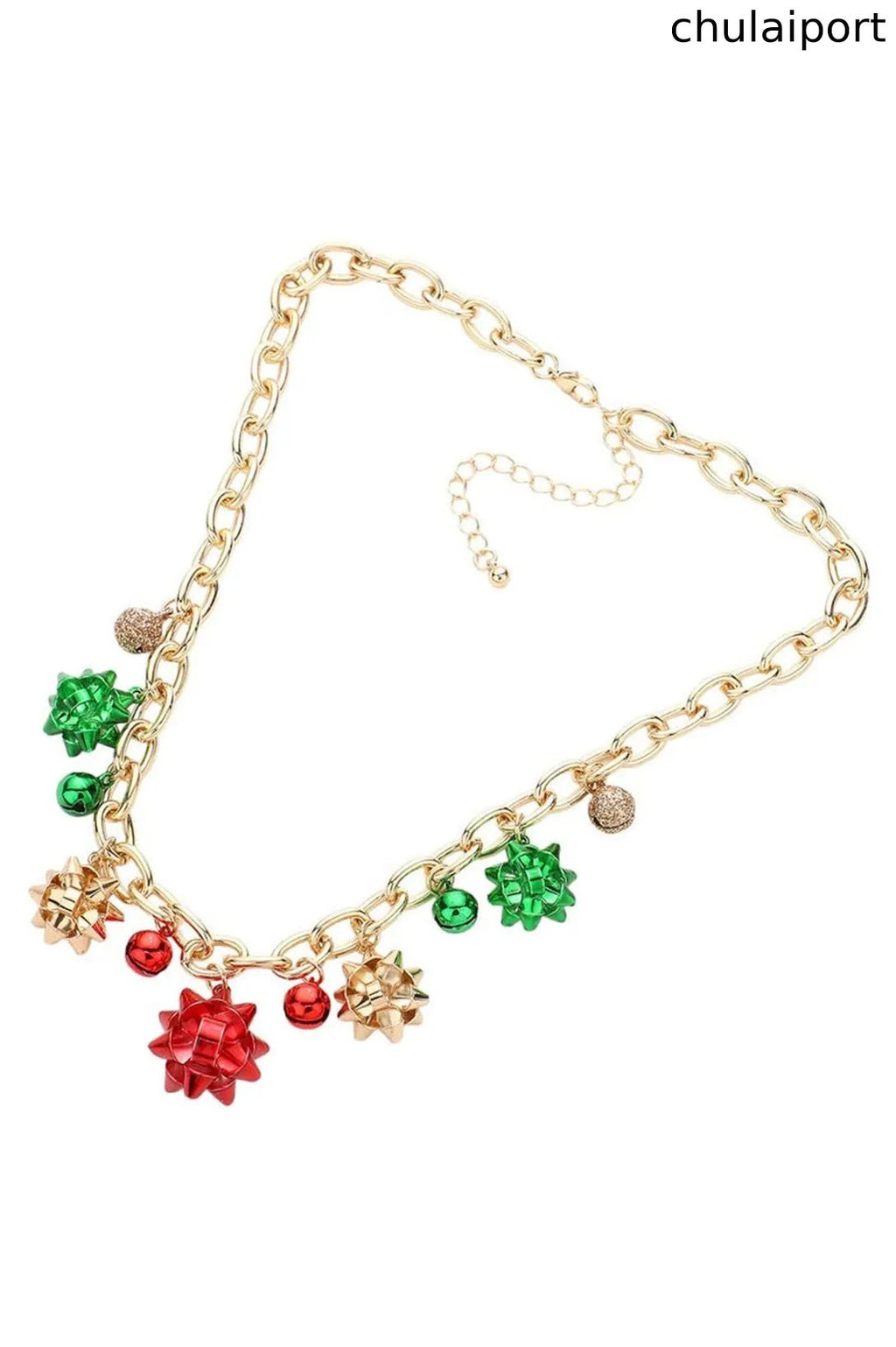 Christmas Jingle Bell Alloy Flower Necklace