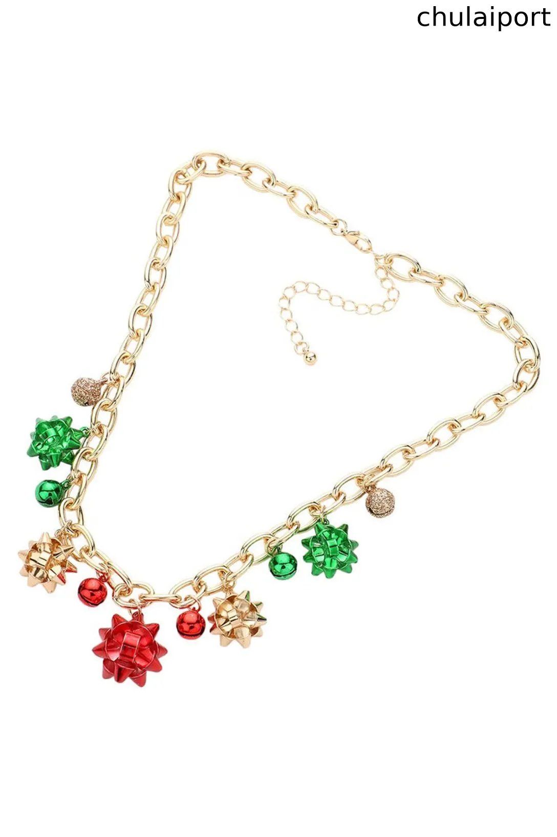 Christmas Jingle Bell Alloy Flower Necklace