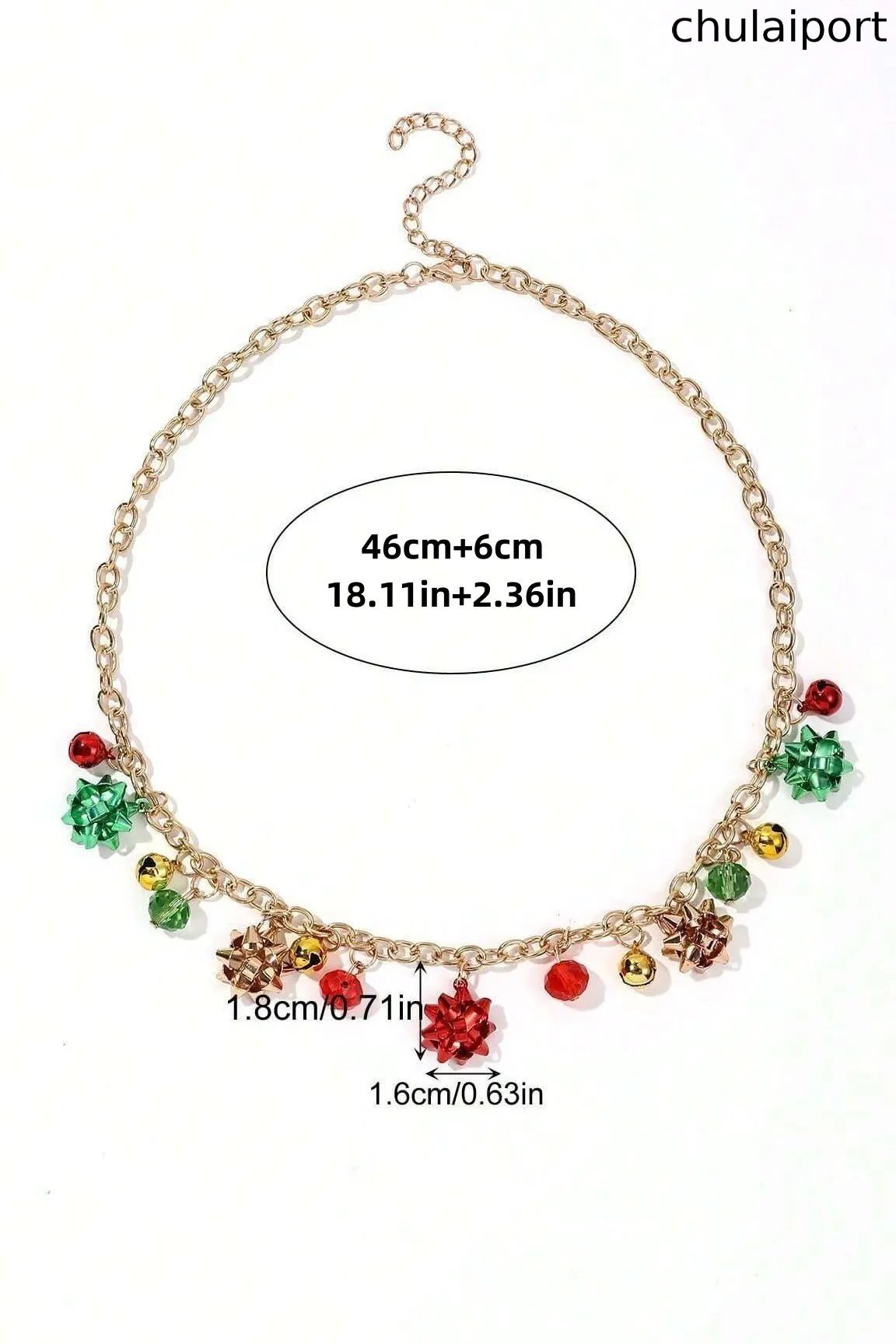 Christmas Jingle Bell Alloy Flower Necklace