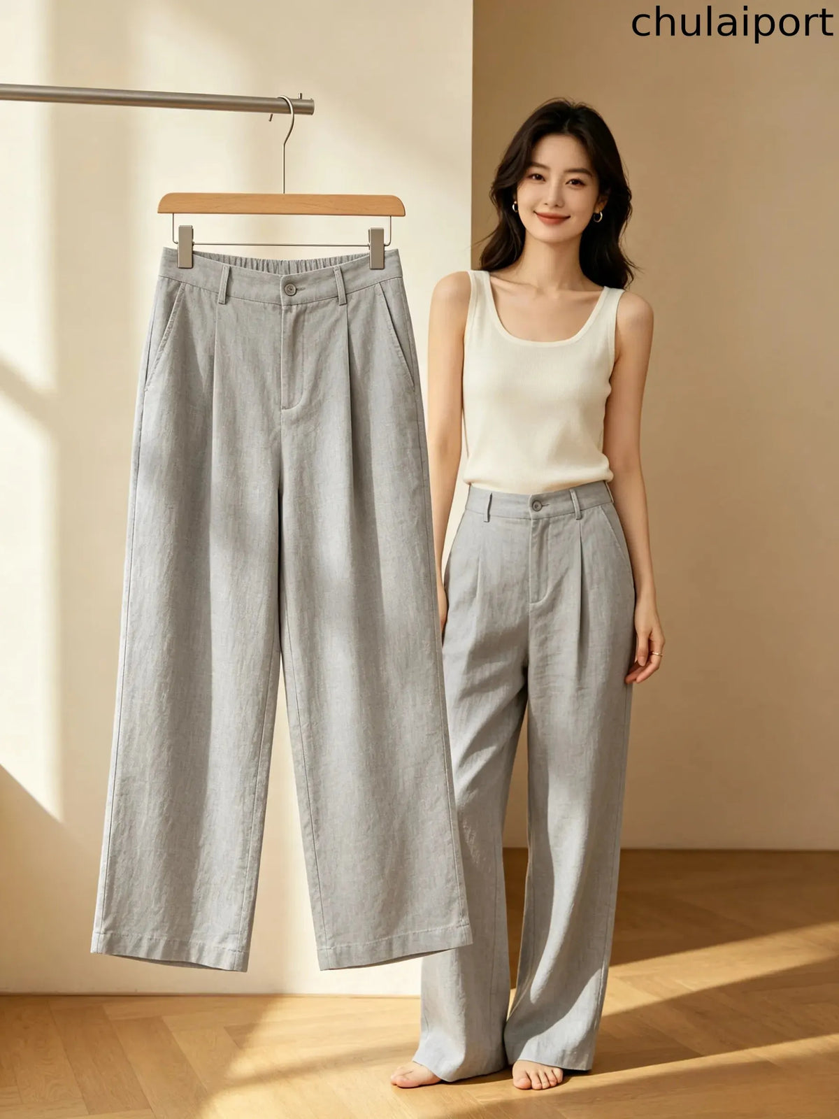 Casual Cotton Loose Plain Pants