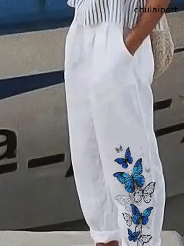 Butterfly Printed Casual Pants