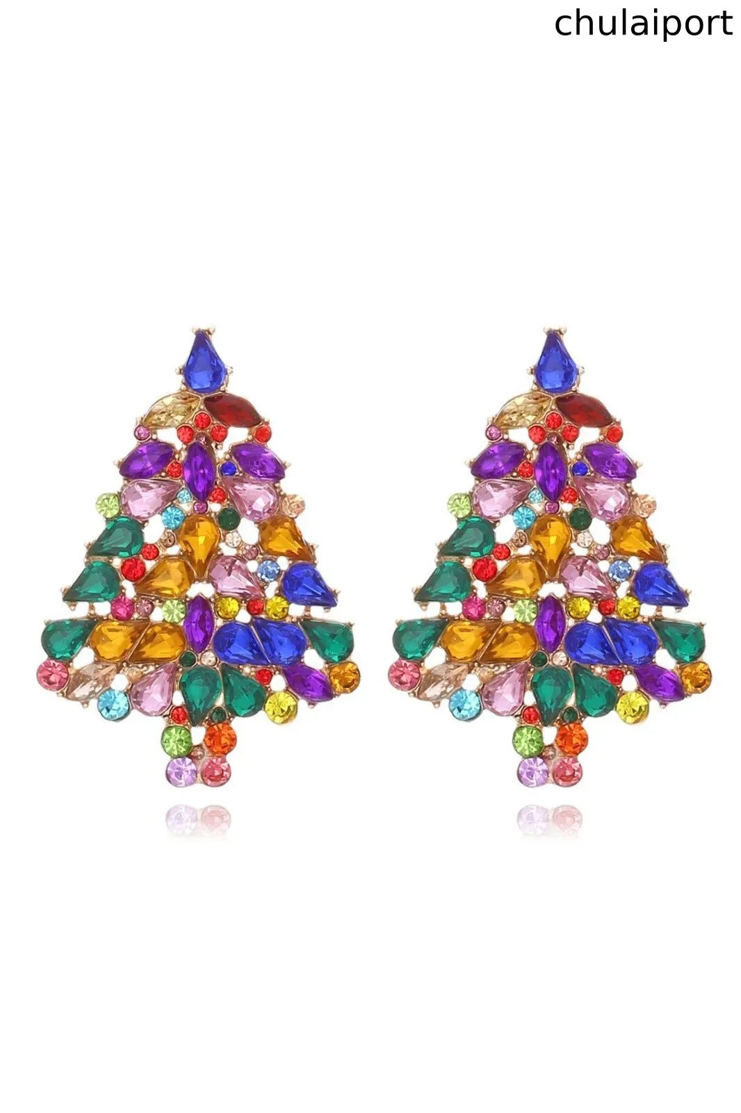 Diamante Christmas Tree Earrings