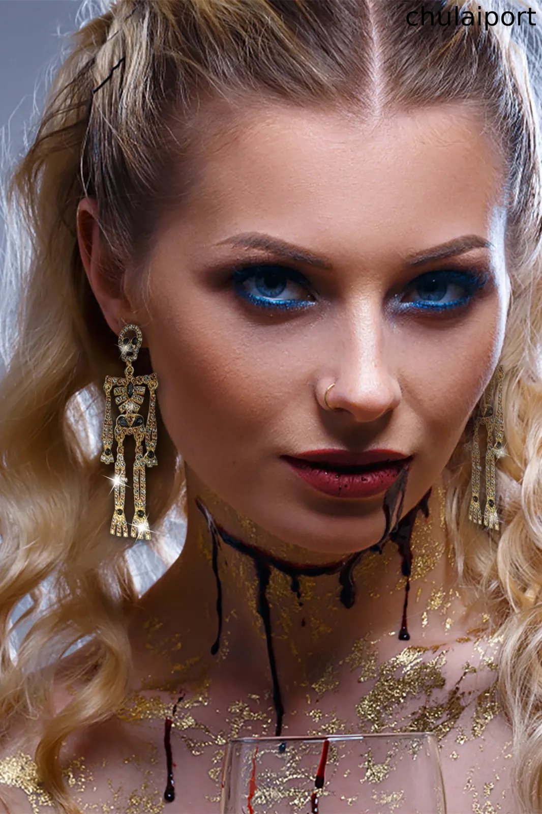 Rhinestone Skeleton Dangle Earrings