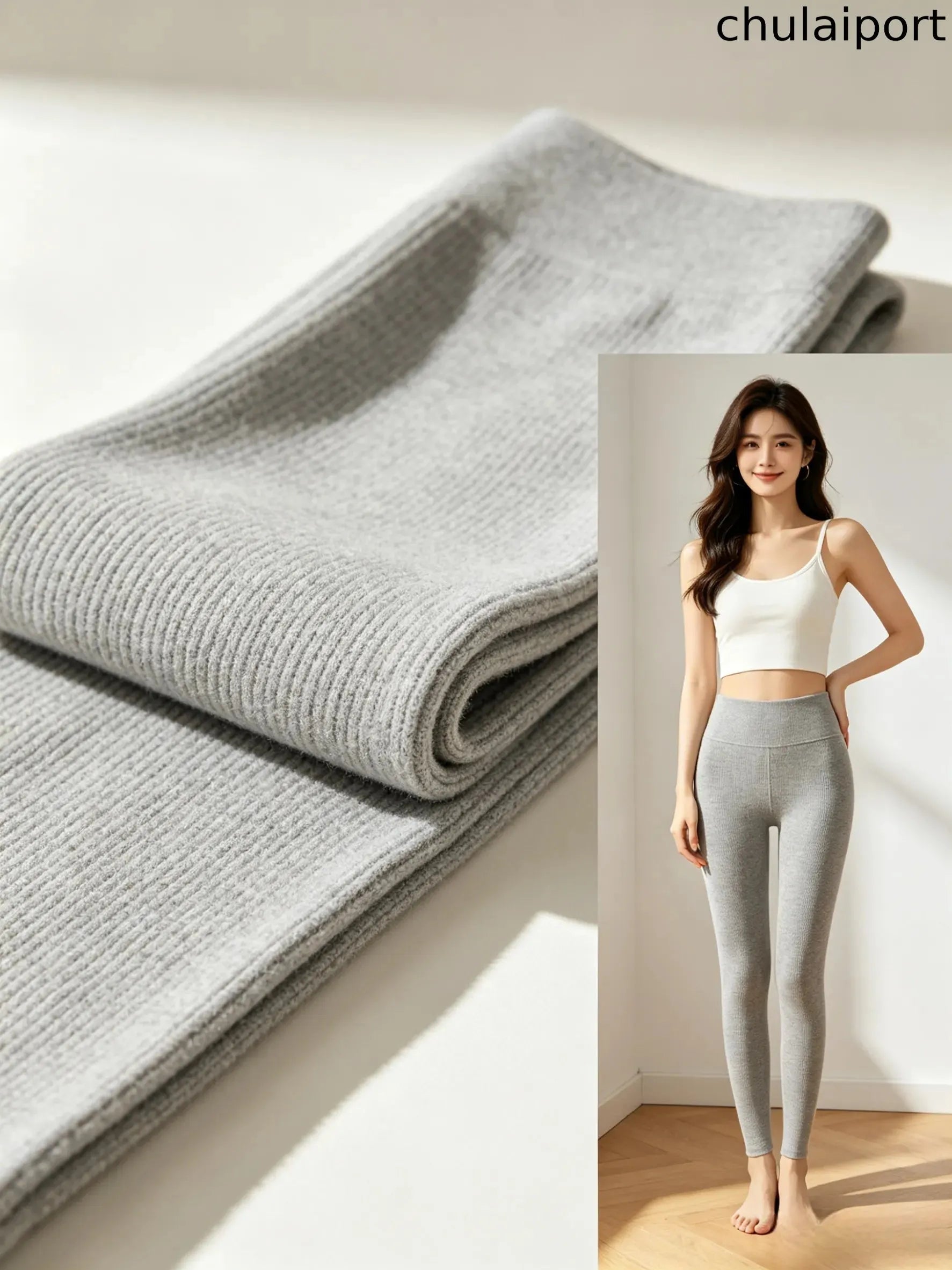 Plain Casual Fleece Knitted Leggings