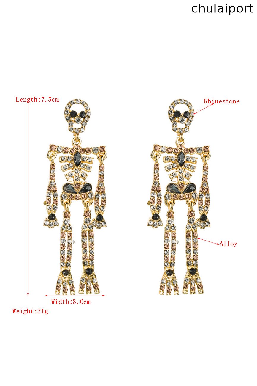 Rhinestone Skeleton Dangle Earrings