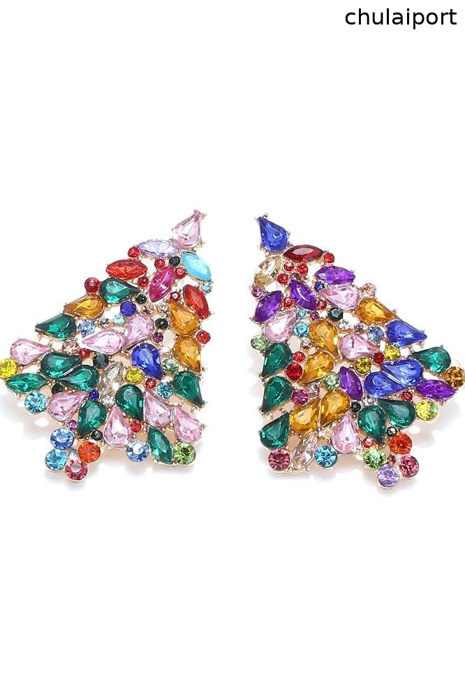 Diamante Christmas Tree Earrings