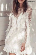Star Cutout Lace Ruffle Dress