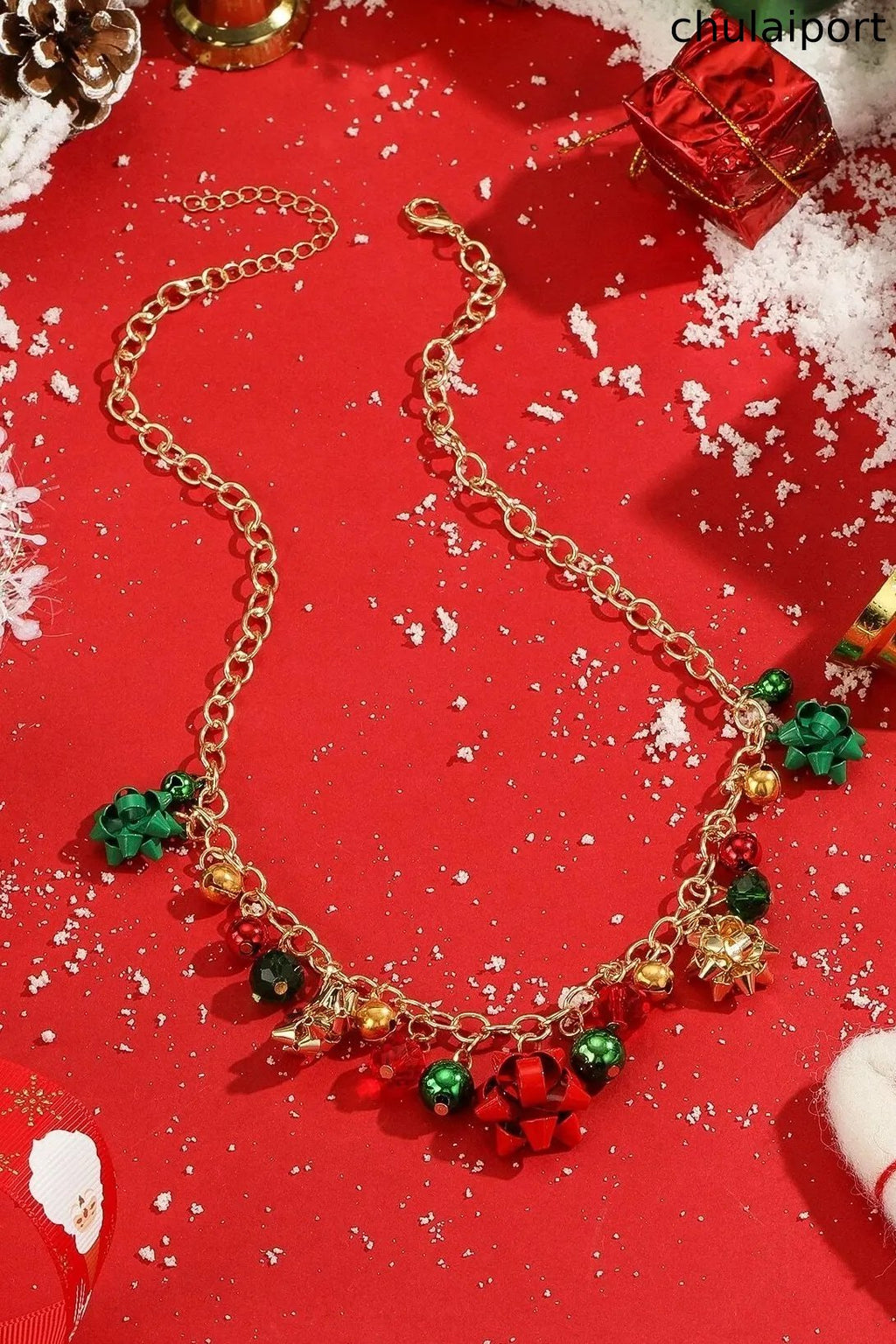 Christmas Jingle Bell Alloy Flower Necklace