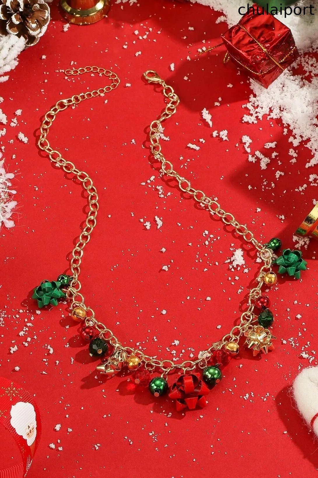 Christmas Jingle Bell Alloy Flower Necklace