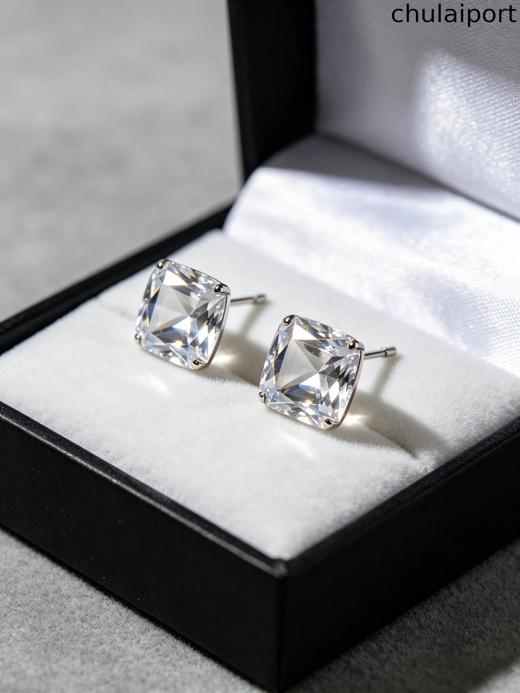 Crystal Square Stud Earrings